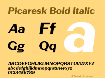 Picaresk Bold Italic Version 1.000图片样张