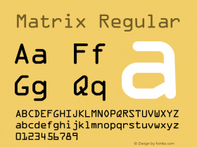 Matrix Regular Version 1.00 Font Sample