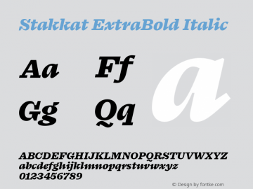 Stakkat ExtraBold Italic Version 1.000图片样张