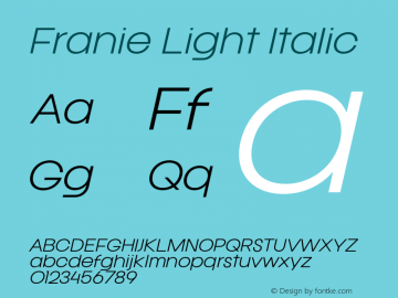 Franie Light Italic Version 1.000;Glyphs 3.1.2 (3151)图片样张