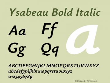 Ysabeau Bold Italic Version 2.000;gftools[0.9.27.dev2+g8671c4b]图片样张