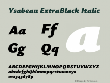 Ysabeau ExtraBlack Italic Version 2.000;Glyphs 3.2 (3180)图片样张