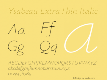Ysabeau ExtraThin Italic Version 2.000;Glyphs 3.2 (3180)图片样张