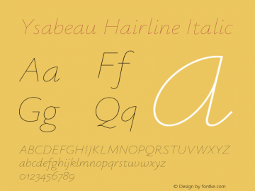 Ysabeau Hairline Italic Version 2.000;Glyphs 3.2 (3180)图片样张