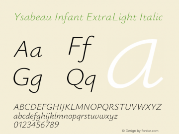 Ysabeau Infant ExtraLight Italic Version 2.000;Glyphs 3.2 (3180)图片样张