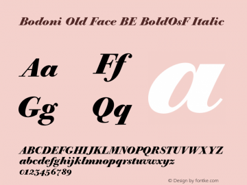 Bodoni Old Face BE BoldOsF Italic OTF 1.0;PS 001.001;Core 1.0.22 Font Sample