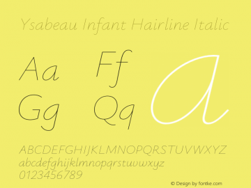 Ysabeau Infant Hairline Italic Version 2.000;Glyphs 3.2 (3180)图片样张