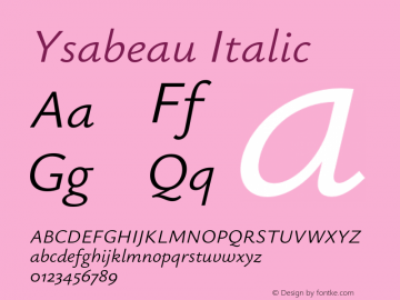 Ysabeau Italic Version 2.000;Glyphs 3.2 (3180)图片样张