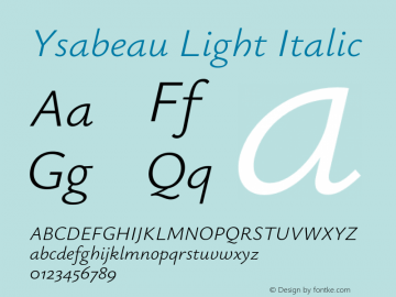 Ysabeau Light Italic Version 2.000;Glyphs 3.2 (3180)图片样张