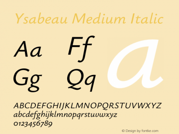 Ysabeau Medium Italic Version 2.000;Glyphs 3.2 (3180)图片样张