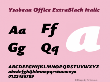 Ysabeau Office ExtraBlack Italic Version 2.000;Glyphs 3.2 (3180)图片样张