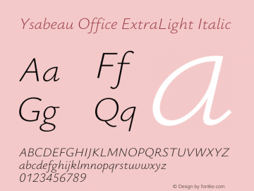 Ysabeau Office ExtraLight Italic Version 2.000;Glyphs 3.2 (3180)图片样张
