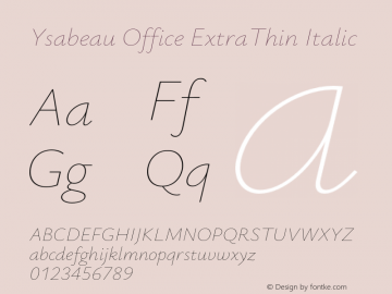 Ysabeau Office ExtraThin Italic Version 2.000;Glyphs 3.2 (3180)图片样张