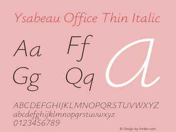 Ysabeau Office Thin Italic Version 2.000;Glyphs 3.2 (3180)图片样张