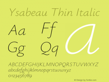 Ysabeau Thin Italic Version 2.000;Glyphs 3.2 (3180)图片样张
