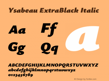 Ysabeau ExtraBlack Italic Version 2.000图片样张