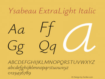 Ysabeau ExtraLight Italic Version 2.000图片样张