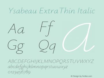 Ysabeau ExtraThin Italic Version 2.000图片样张