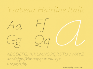 Ysabeau Hairline Italic Version 2.000图片样张