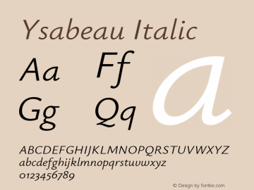 Ysabeau Italic Version 2.000图片样张