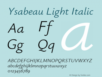 Ysabeau Light Italic Version 2.000图片样张