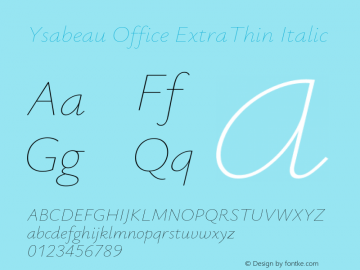 Ysabeau Office ExtraThin Italic Version 2.000图片样张