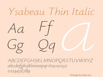 Ysabeau Thin Italic Version 2.000图片样张