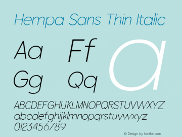 Hempa Sans Thin Italic Version 1.000图片样张