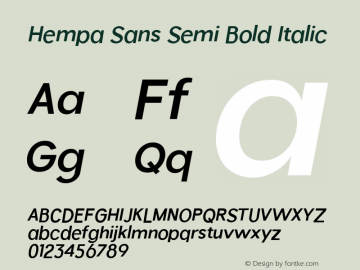 Hempa Sans Semi Bold Italic Version 1.000图片样张