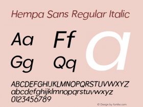 Hempa Sans Regular Italic Version 1.000图片样张