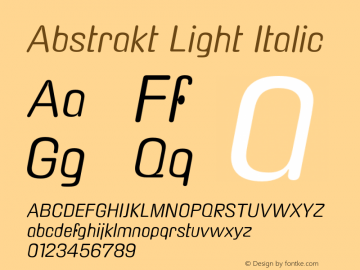 Abstrakt Light Italic Version 1.005图片样张
