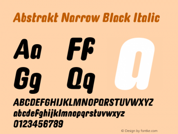 Abstrakt Narrow Black Italic Version 1.005图片样张