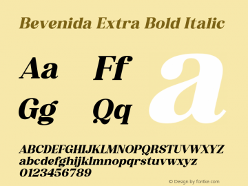 Bevenida-ExtraBoldItalic Version 1.001;Fontself Maker 3.5.4图片样张