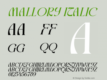 Mallory Italic Version 1.00;April 18, 2022;FontCreator 13.0.0.2680 64-bit图片样张