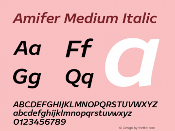 Amifer Medium Italic Version 2.000图片样张