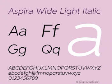 AspiraWide-LightIt Version 1.05          UltraPrecision Font图片样张