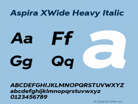 AspiraXWide-HeavyIt Version 1.05          UltraPrecision Font图片样张