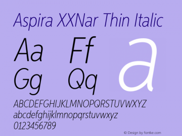 AspiraXXNar-ThinIt Version 1.05          UltraPrecision Font图片样张