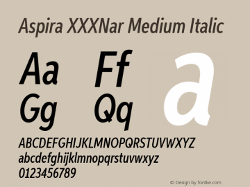 AspiraXXXNar-MediumIt Version 1.05          UltraPrecision Font图片样张
