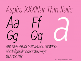 AspiraXXXNar-ThinIt Version 1.05          UltraPrecision Font图片样张