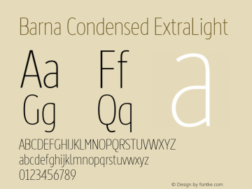 Barna Condensed ExtraLight Version 4.000图片样张