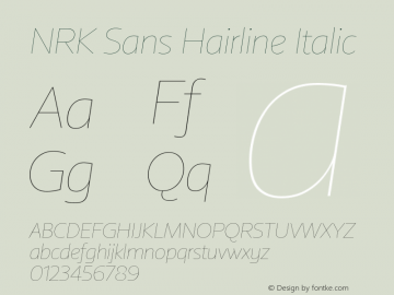 NRK Sans Hairline Italic Version 1.010图片样张