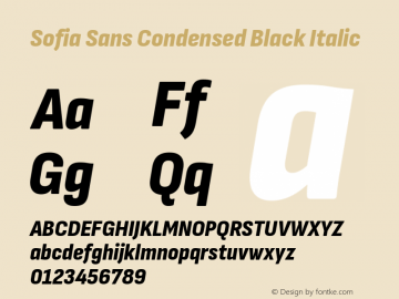 Sofia Sans Condensed Black Italic Version 4.101; ttfautohint (v1.8.4.7-5d5b)图片样张