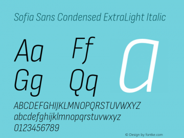 Sofia Sans Condensed ExtraLight Italic Version 4.101图片样张