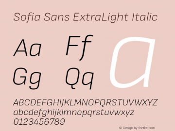Sofia Sans ExtraLight Italic Version 4.101图片样张