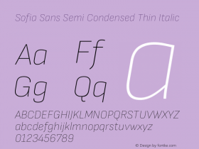 Sofia Sans Semi Condensed Thin Italic Version 4.101; ttfautohint (v1.8.4.7-5d5b)图片样张