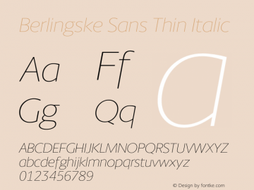 Berlingske Sans Thin Italic Version 1.005图片样张