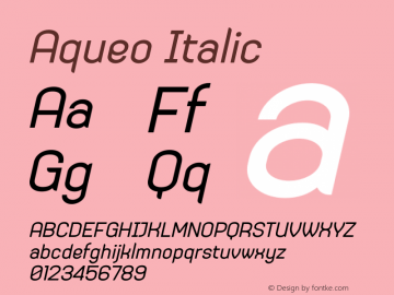 Aqueo Italic Version 1.000;hotconv 1.0.109;makeotfexe 2.5.65596图片样张