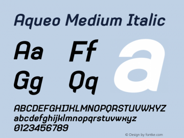 Aqueo Medium Italic Version 1.000;hotconv 1.0.109;makeotfexe 2.5.65596图片样张