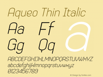 Aqueo Thin Italic Version 1.000;hotconv 1.0.109;makeotfexe 2.5.65596图片样张